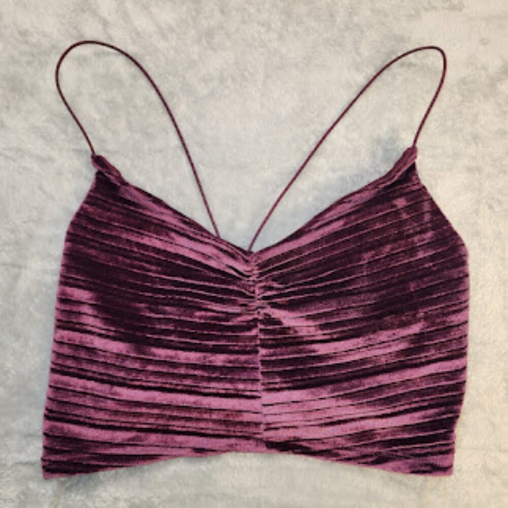 Wild Fable Purple Women's Size Large Slim Fit Cinched Front Velvet Tiny Tank Top